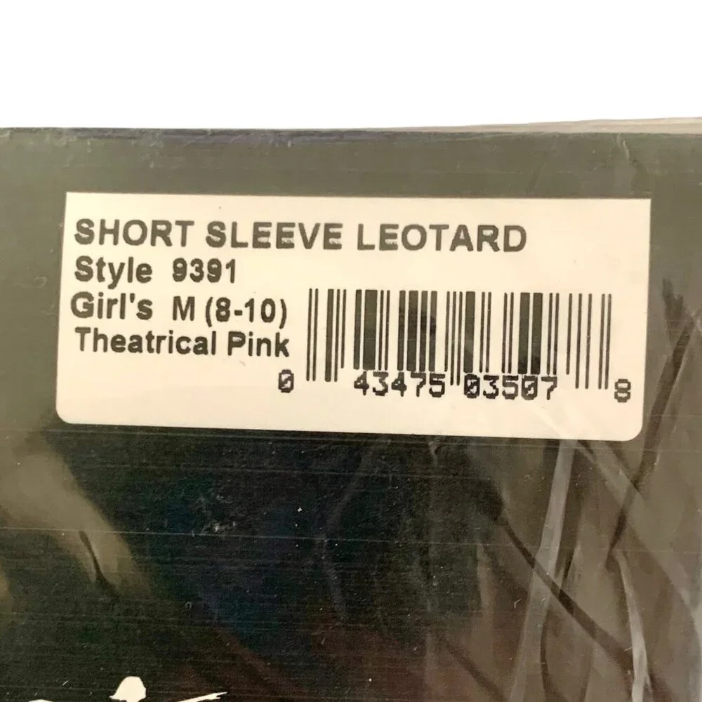 Danskin Childs M 8-10 Leotard Theatrical Pink Short Sleeve Scoop Neck Dance